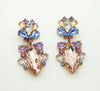 Czech Glass Pink Lavender and Blue Bow Glass Pierced Earrings - Vintage Lane Jewelry