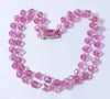Pink Faceted Glass 2 Strand Beaded Necklace with Crystal Clasp, AB Beads - Vintage Lane Jewelry