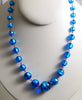 Peacock Blue Foil Art Glass Graduated Bead Necklace - Vintage Lane Jewelry