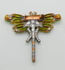 Czech Green Rhinestone Dragonfly Pin - Vintage Lane Jewelry