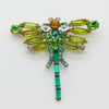 Czech Green Rhinestone Dragonfly Pin - Vintage Lane Jewelry