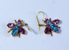 Czech Glass Rhinestone Fly Earrings, Purple and Blue - Vintage Lane Jewelry