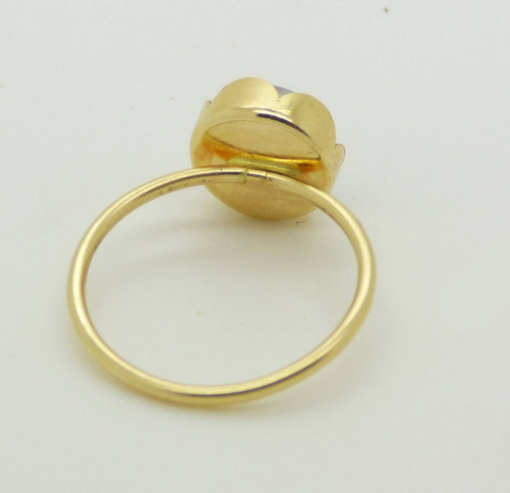 Oval Mood Ring 14k gold filled Bezel Flower Setting, Size 8 - Vintage Lane Jewelry