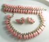 Pink Thermoset Plastic And Ab Rhinestone Parure - Vintage Lane Jewelry