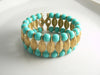 Crown Trifari Turquoise Blue Egyptian Revival Bracelet - Vintage Lane Jewelry