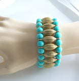 Crown Trifari Turquoise Blue Egyptian Revival Bracelet - Vintage Lane Jewelry