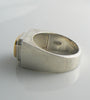 Modernist Men's Sterling Silver 14k Gold Inlay 3ct Ruby Ring - Vintage Lane Jewelry