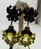 Yellow and Black Czech Glass Pierced Earrings - Vintage Lane Jewelry