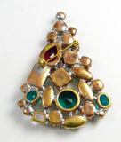 Christmas Brooch, Vintage Rhinestones Xmas Tree Pin - Vintage Lane Jewelry