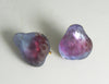 Czech Glass Iridescent Lavender Pear Fruit Clip Earrings - Vintage Lane Jewelry