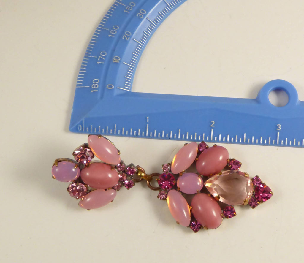 Czech Glass Shades of Pink Dangle Pierced Style Earrings - Vintage Lane Jewelry