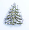 Czech Glass Green and Clear Rhinestone Christmas Tree Brooch, Xmas Pin, Holiday Brooch - Vintage Lane Jewelry