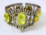 Czech Vaseline Uranium Glass Bracelet - Vintage Lane Jewelry