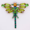 Czech Light Green Rhinestone Dragonfly Pin Brooch - Vintage Lane Jewelry