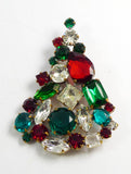 Christmas Brooch, Vintage Rhinestones Xmas Tree Pin - Vintage Lane Jewelry