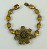Early Signed CZECHOSLOVAKIA Citrine Glass Rhinestone Bracelet - Vintage Lane Jewelry
