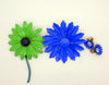 Large Enamel Flower Pins Daisy Colorful Lot , 7 pins, blue daisy clip earrings - Vintage Lane Jewelry