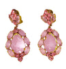 Pink Czech Glass Huge Dangling Clip Earrings - Vintage Lane Jewelry