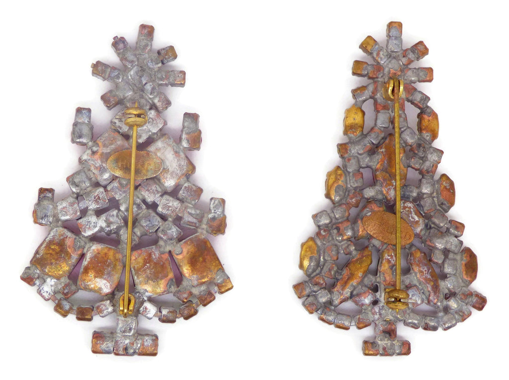 Husar D Czech Glass Christmas Tree Pins - Vintage Lane Jewelry