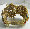 Czech Glass Multicolored Floral Cuff Bracelet - Vintage Lane Jewelry