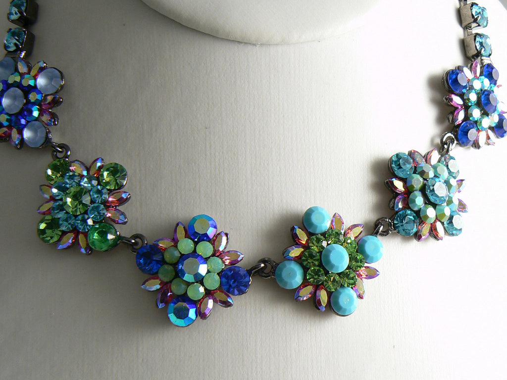 TIARA MISU Gorgeous Colorful Rhinestone Necklace - Vintage Lane Jewelry