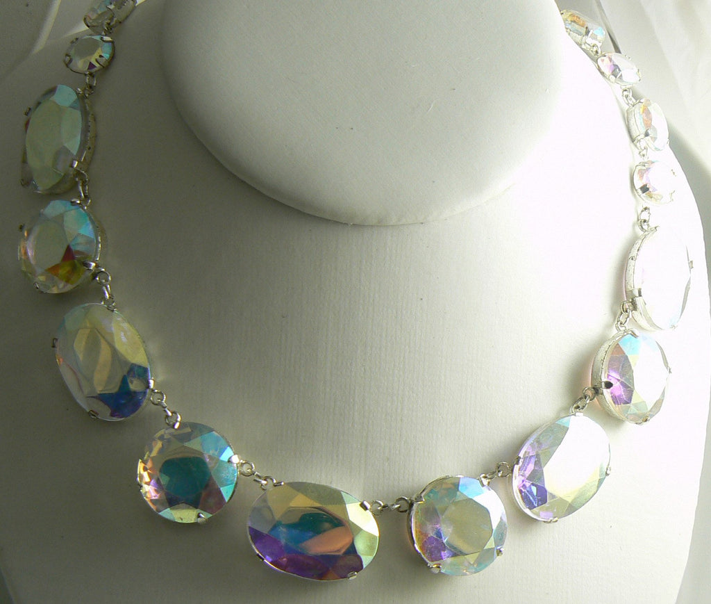 Beautiful Aurora Borealis Rhinestone Vintage Necklace - Vintage Lane Jewelry
