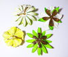 Sarah Coventry Enamel Flower Pins, Green and Yellow - Vintage Lane Jewelry