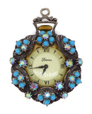 Florenza Rhinestone Clock Pendant Or Brooch - Vintage Lane Jewelry