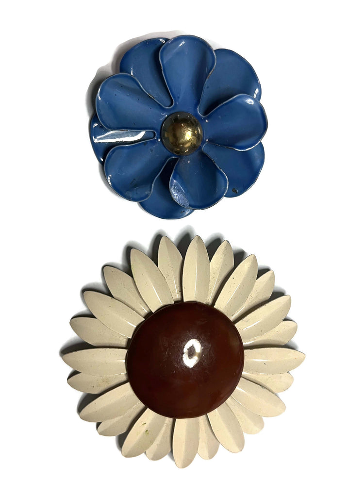 Vintage Enamel Flower Lot Earth Tones - Vintage Lane Jewelry