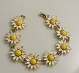Vintage signed Weiss Enameled Sunflower Bracelet - Vintage Lane Jewelry