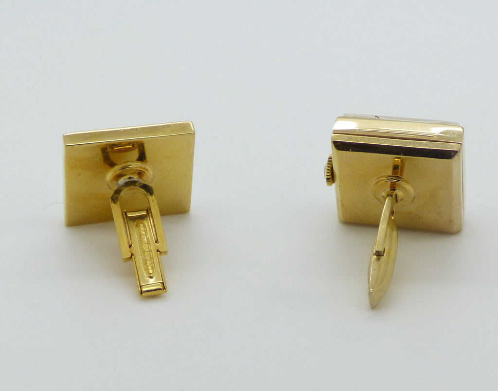 Vintage Sovereign Swiss Gold Tone Wind Up Watch Cuff Links - Vintage Lane Jewelry