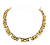 Art Deco Riviera Necklace Yellow Glass Choker - Vintage Lane Jewelry