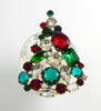 Christmas Brooch, Vintage Rhinestones Xmas Tree Pin - Vintage Lane Jewelry