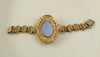 Antique Baby Blue Molded Glass Ornate Book Chain Bracelet - Vintage Lane Jewelry