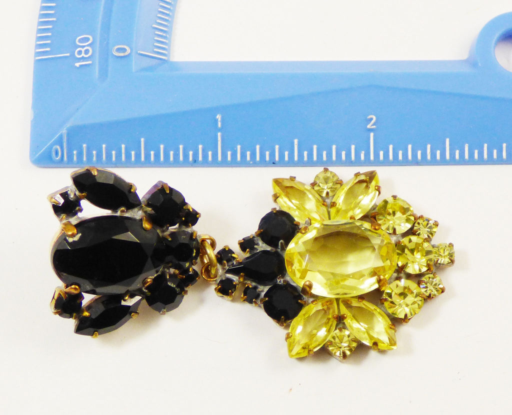 Yellow and Black Czech Glass Pierced Earrings - Vintage Lane Jewelry