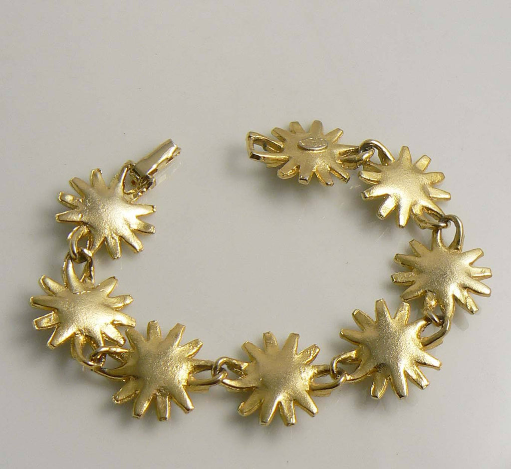 Vintage signed Weiss Enameled Sunflower Bracelet - Vintage Lane Jewelry