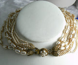Vintage Miriam Haskell Multi-strand Baroque Pearl Necklace - Vintage Lane Jewelry
