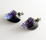 Vintage Austrian Crystal Grape Cluster Clip Earrings - Vintage Lane Jewelry