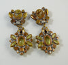 Yellow and Black Czech Glass Pierced Earrings - Vintage Lane Jewelry