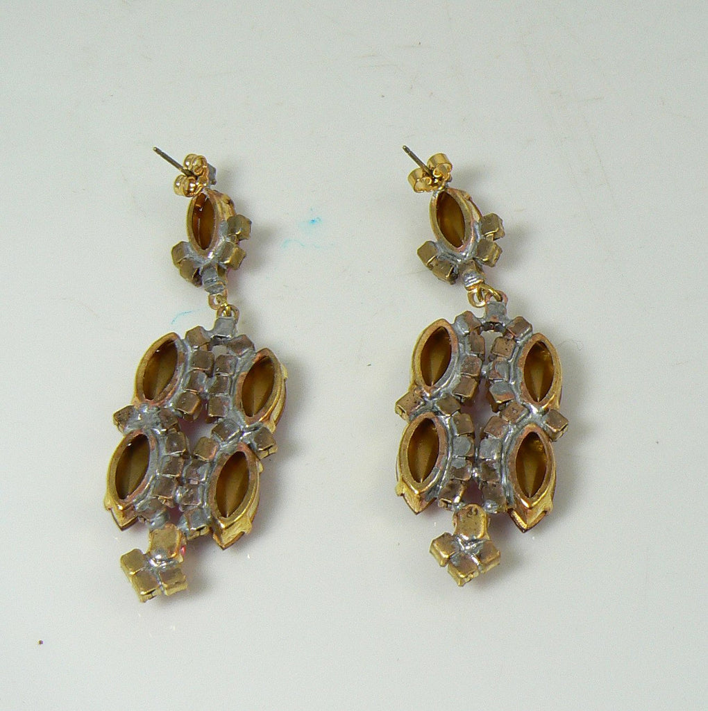 Fuchsia Czech Glass Pierced Style Earrings - Vintage Lane Jewelry