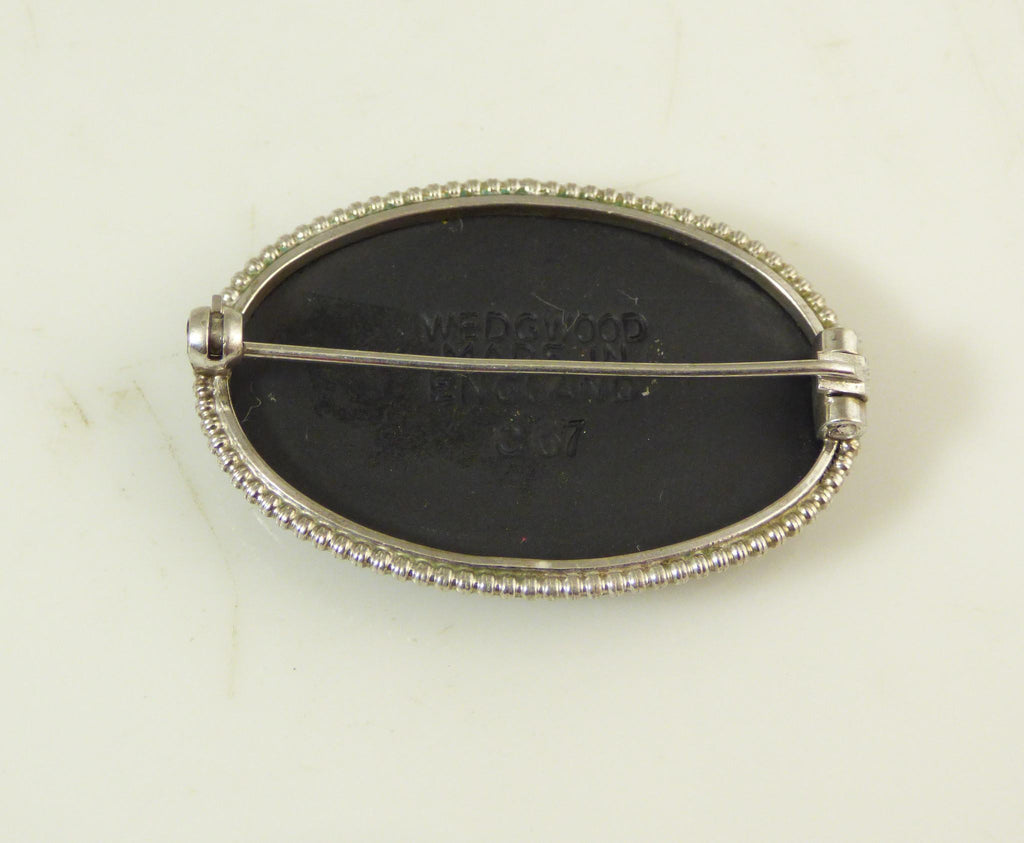 Wedgwood Black Jasperware Oval Pin - Vintage Lane Jewelry
