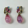 Vintage Regency Pink Art Glass Dangle Clip Earrings - Vintage Lane Jewelry