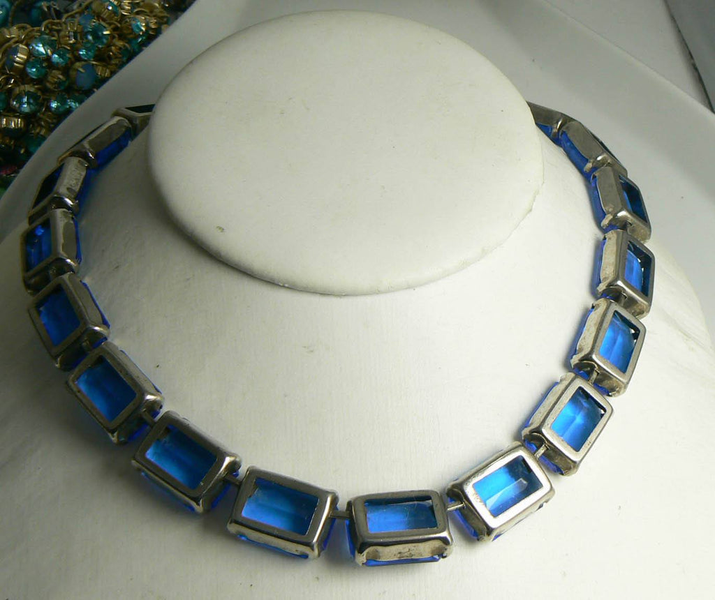 Vintage Sapphire Bright Blue Lucite Necklace - Vintage Lane Jewelry