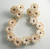 Peach and White Plastic Flower set - Vintage Lane Jewelry
