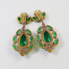 Emerald Green Czech Glass Huge Dangling Clip Earrings - Vintage Lane Jewelry