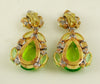 Green Czech Glass Dangling Clip Earrings - Vintage Lane Jewelry