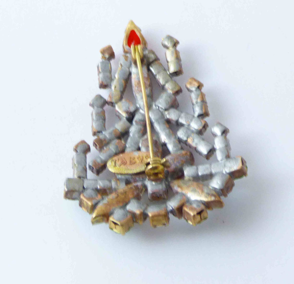 Czech Glass Taboo Christmas Tree Pin, X-mas pin, Holiday Brooch - Vintage Lane Jewelry