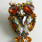 Czech Glass Rhinestone Owl Pin - Vintage Lane Jewelry