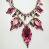 Czech Glass Statement Reds and Pinks Rhinestone Necklace - Vintage Lane Jewelry