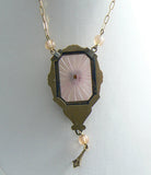 Art Deco Pink Camphor Glass Necklace - Vintage Lane Jewelry
